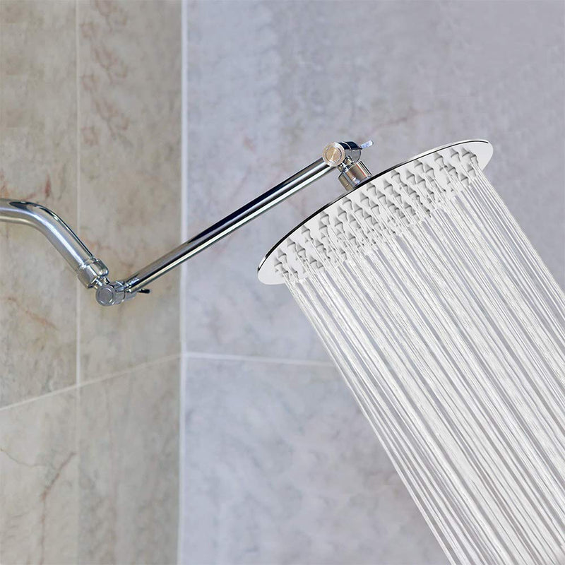 NearMoon Rain Shower Head with 11'' Adjustable Arm, High Pressure Stainless Steel Rainfall Shower, Ultra-Thin Design - Pressure Boosting (8 Inch, Chrome) 8 Inch