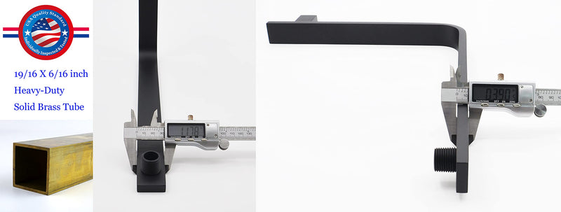 Solid Brass 10.5" Wall Mount Square High Rise Shower Arm and Flange Matte Black