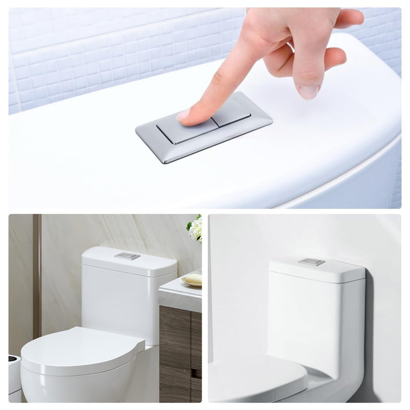 DOITOOL 2pcs Dual Flush Toilet Button Replacement, 5. 5 X 3. 3 Inch Rectangular Abs Push Button with Rods, Chrome Plated Water Tank Valve Switch for Bathroom 2