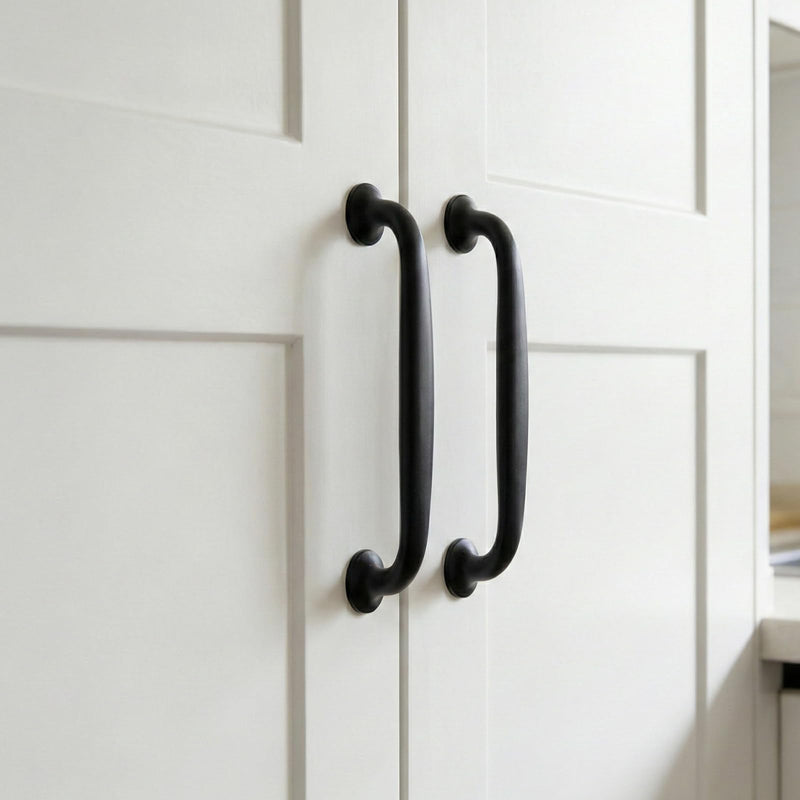 Liron Hardware 10 Pack Gentle Arch Contemporary Cupboard Cabinet Handles 3.78 Inch (96mm) Kitchen Drawers Pulls Matte Black 3.78 Inches (96mm) Hole Center