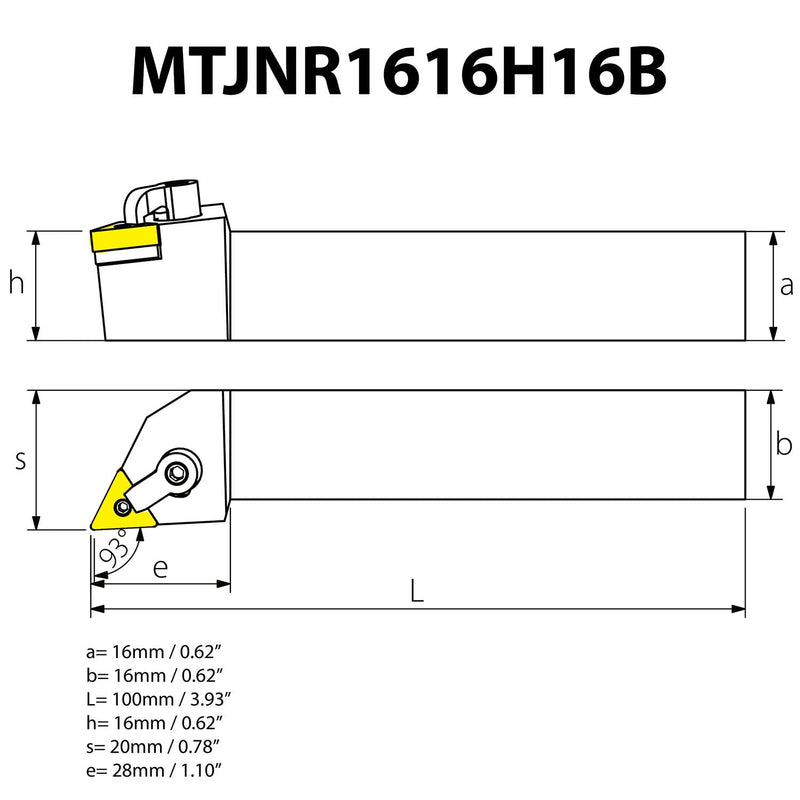 Lathe Toolholder for External Turning MTJNR1616H16B (5/8") for Inserts TNMG1604 (TNMG 331) - Optimized for External Turning - Longitudinal Turning - Face Turning - Profiling - Brand TJR…