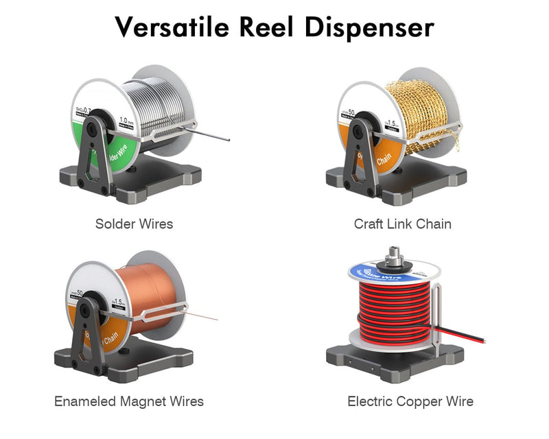 ElecGear Reel Stand, Dispenser for Solder Wire Spool, Electric Magnet Wire Roll and other String Cord Chain Rolls, Aluminum Desktop and Wall Mount Holder Bracket for PCB Soldering Craft Work