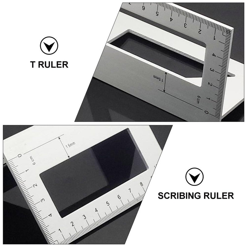 Healifty T Square Ruler Saddle Layout Square Gauge Woodworking Scribing Ruler 3D Angle 45/90 Degree Measuring Template Tool Aluminum Alloy for Carpenter T
