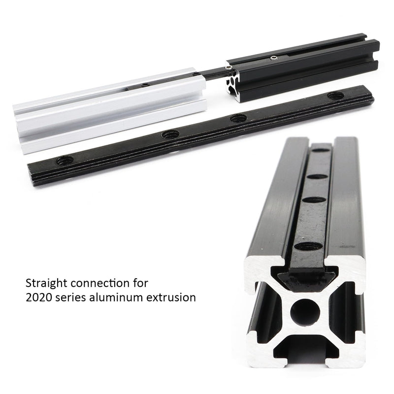 20Pcs 2020 Aluminum Extrusion T Slot Corner Bracket Extruded Hardware Straight Line Connector with Screw for 20 Series Black 20/20 80 20 2040 T V Slot Aluminum Profile Length Fasteners 20Pcs Straight Bracket with Screw