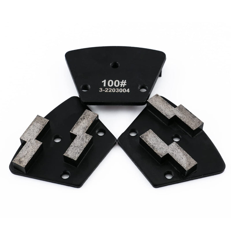 3Pcs Trapezoid Concrete Floor Grinder Grinding Pad Concrete Grinder Polisher Metal(100 Grit) 100 Grit