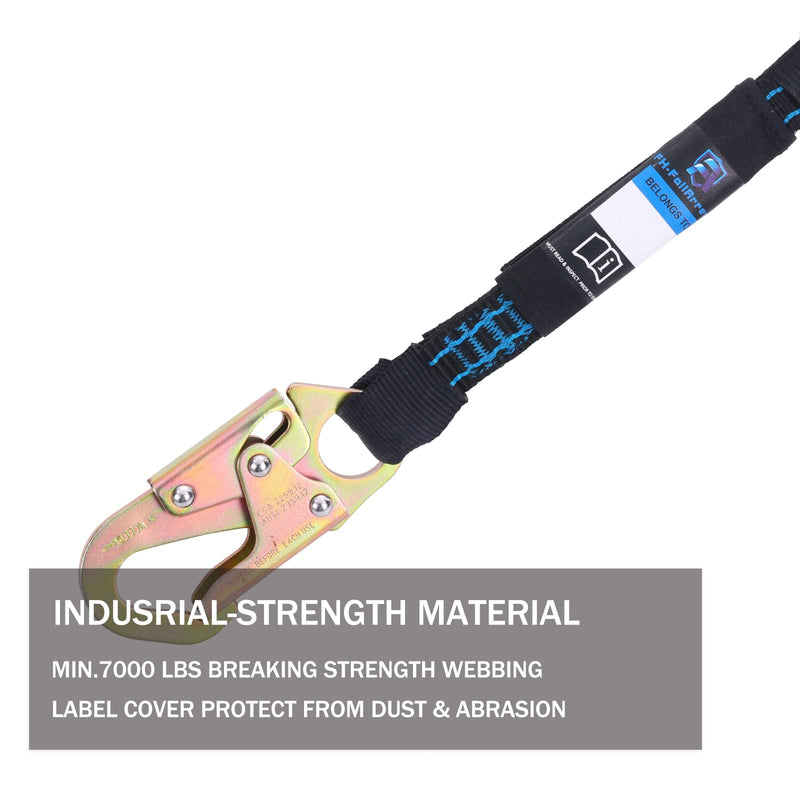 18 Inch D Ring Extender with Galvanized Steel Self Locking Snap Hook and O Ring，Heavy Duty Fall Protection Safety Harness Extension Lanyard，For Construction & Roofing, OSHA/ANSI Compliant