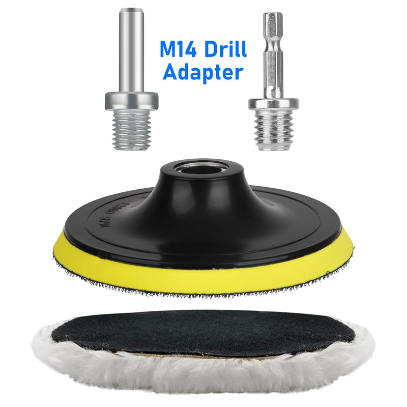 Linkstyle 11PCS 5in Wool Polishing Buffing Pad Kit, Car Polishing Kit for Drill Buffer Attachment with M14 Drill Adapter
