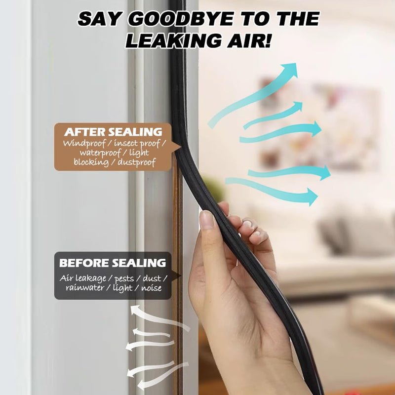 New Upgraded 40FT Kerf V-Shaped Weather Stripping Door Seal Soundproof Weather Strips Door Seal Strip for Door Frame Exterior Door Weather Stripping (40FT,Black,4 Gaskets) Black