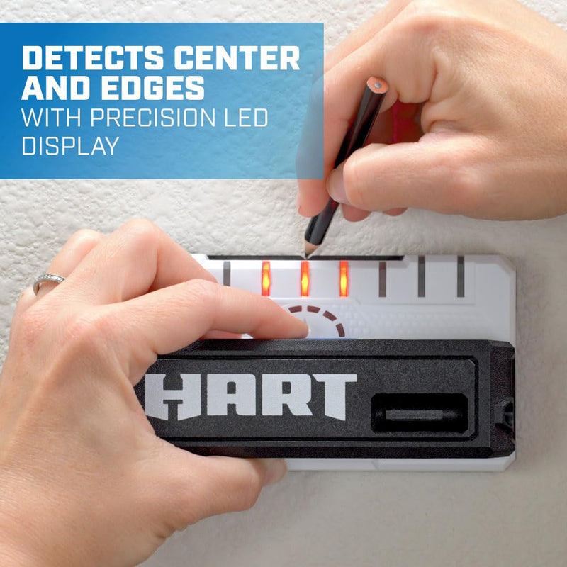 HART Professional Stud Finder With 9 Sensors, Wood & Metal Stud Detector/Wall Scanner, Live Wire Detection, Made in the USA