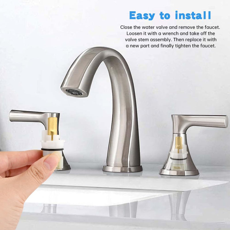 4 Pack RP25513 Faucet Stem Assembly Compatible with Del-ta Two Handle Faucet Repair Kit with RP4993 Rubber Seat, Spring and Turn stop1/4, Replacement Stems Cartridges for Bathtub Shower Sink Faucets