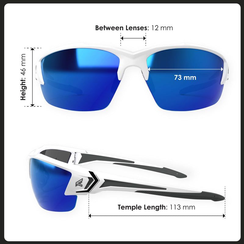 EDGE Khor G2 Z87 Safety Glasses for Men: Shatter Resistant Mens Sunglasses Polarized, Anti-Slip Flexible Frames, Nylon Lens Polarized Safety Glasses Standard White / Polarized Aqua Precision Blue Mirror