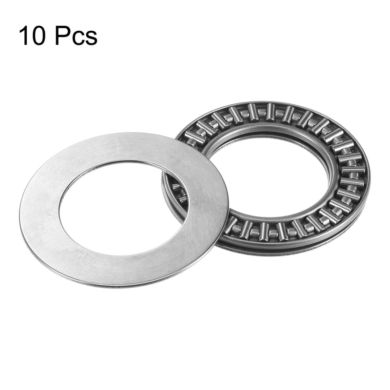 uxcell AXK2542 Thrust Needle Roller Bearings with Washers 25mm Bore 42mm OD 2mm Width 10pcs 25mm x 42mm x 2mm 10