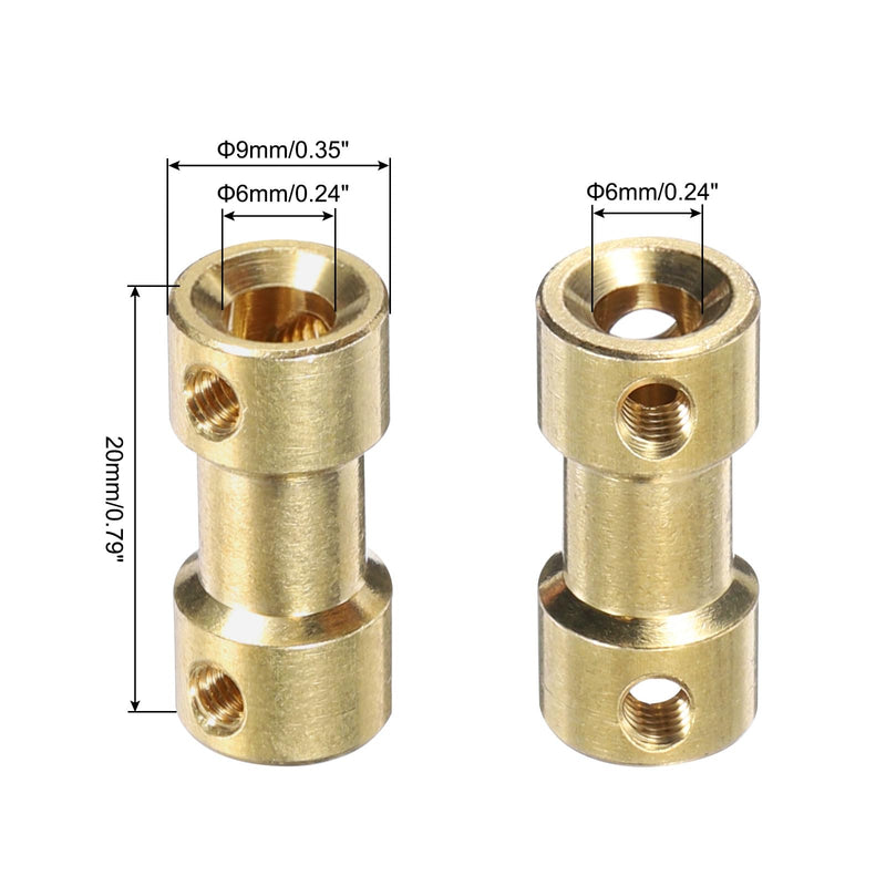 MECCANIXITY 4pcs 6mm to 6mm Brass Shaft Coupling Joint Connector with Screws and Hex Wrench Flexible Motor Shaft Coupler for RC Model Car Airplane Motor Wheels Tires Shaft 4