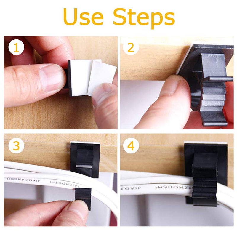 Viaky 30 Pcs Black Cable Wire Clips Adjustable Nylon Wire Holder Adhesive Cable Management Suitable for Maximum Diameter 0.5 inch (12.5mm) Cables 30b-0.5inch