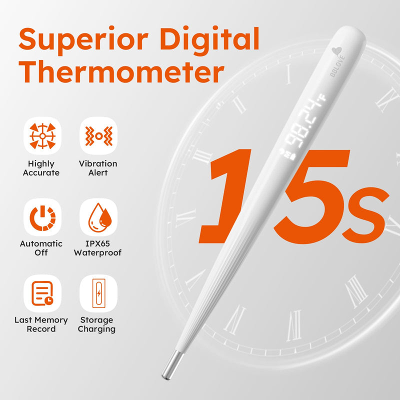 Digital Thermometer for Adults and Kids, Fast Reading Digital Thermometer with LED Display, Medical Grade Rechargeable Oral Thermometer for Adults with Portable Charging Case and Fever Alarm