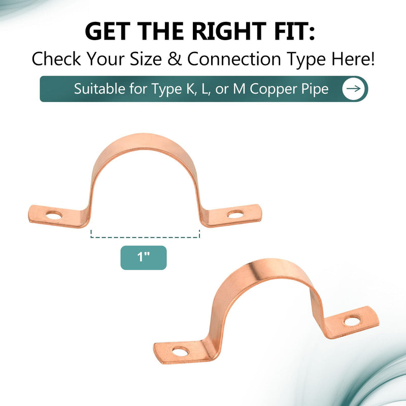 30 Pack Niikappu Copper Pipe Strap Clamp Hanger with Two Holes, 1" LF U Bracket Copper Pipe Straps for Residential,Commercial 30 1"