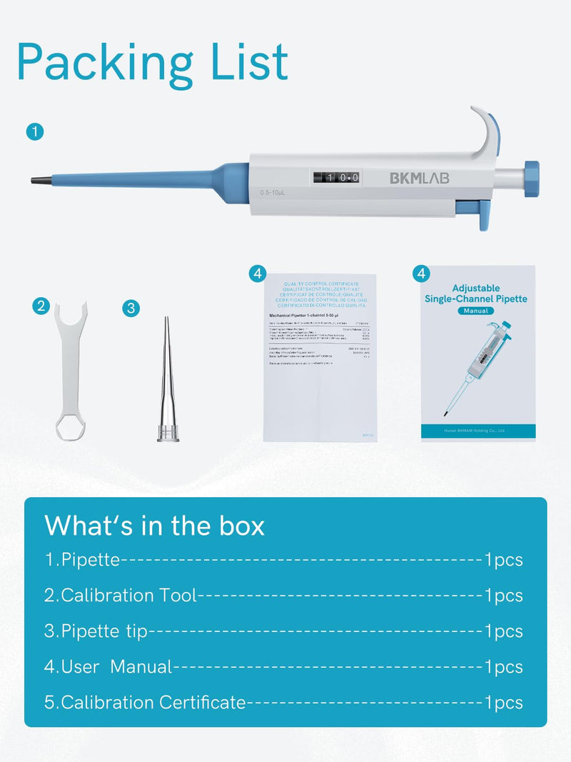 100-1000ul Pipette Pen, High Accurate Manual Single Channel Pipette, 5μl Increment, 0.1 to 1ml Pipettes for Laboratory, Scientific and Industrial Research 100-1000μL