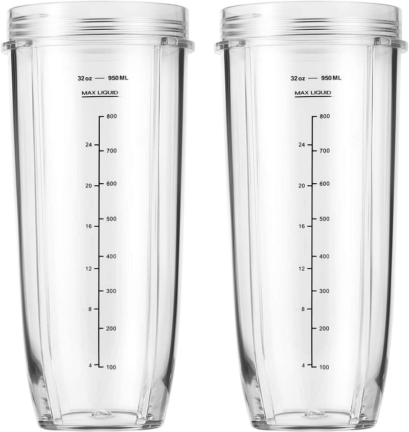 Replacement Part for Nutri Ninja Blender 2-Pack 32oz Replacement Cups Compatible with Nutri Ninja Auto-iQ Series Blenders