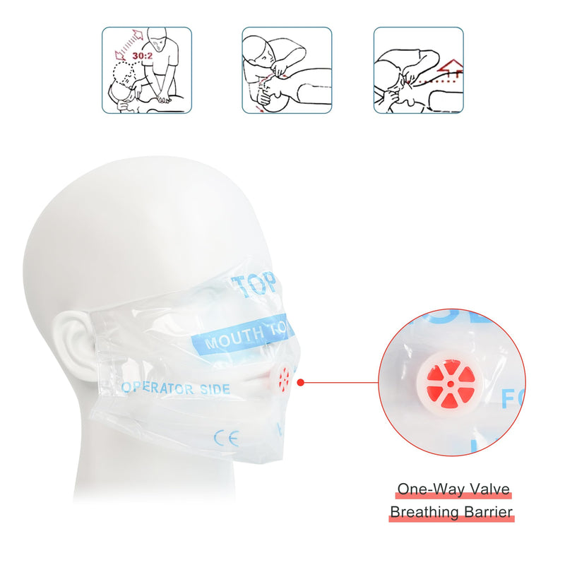 5 Packs CPR Face Shield, One-Way CPR Mask for Pocket Keychain, CPR Emergency Face Shield for First Aid Cardiac Resuscitation Training