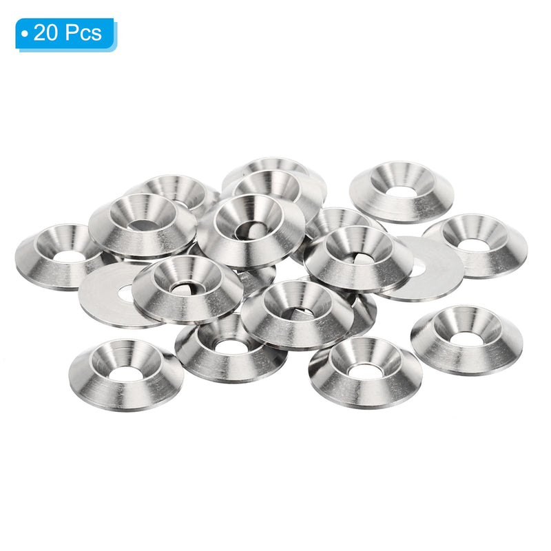 PATIKIL M5 Finish Countersunk Washer, 20pcs 18mm Dia. 3.5mm Tall Solid 304 Stainless Steel CNC Finish Cup Washer Screw Head Gasket for Industrial Construction M5 x18mm x3.5mm 20