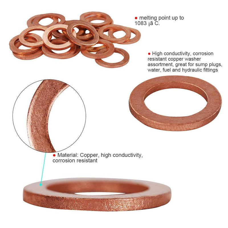 HIFROM 25pcs M12 Copper Washers Flat Ring Sump Plug Oil Seal Gasket Sealing Fitting Washers - NewNest Australia