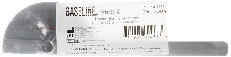 Baseline 12-1040 Stainless Steel 180 Degree Goniometer, 8" Length