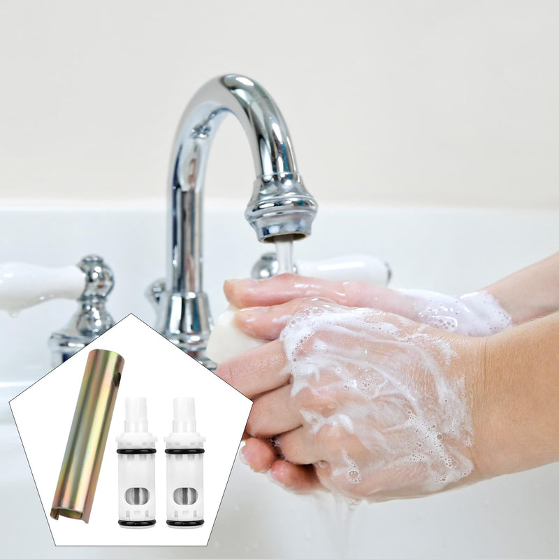 3pcs 1224 Faucet Replacement Cartridge for Moen, Stainless Steel Cartridge Replacement Parts Compatible with Moen Double Handle Shower Tub Faucets Repair Kit