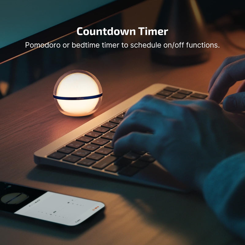 OLIGHT Sphere Smart Night Light, 75 lumens Stepless Dimming Table Lamp with Remotely APP Control, Magnetic Rechargeable RGB Ambient Lighting for Sleeping, Reading, and Relaxation Basic Blue