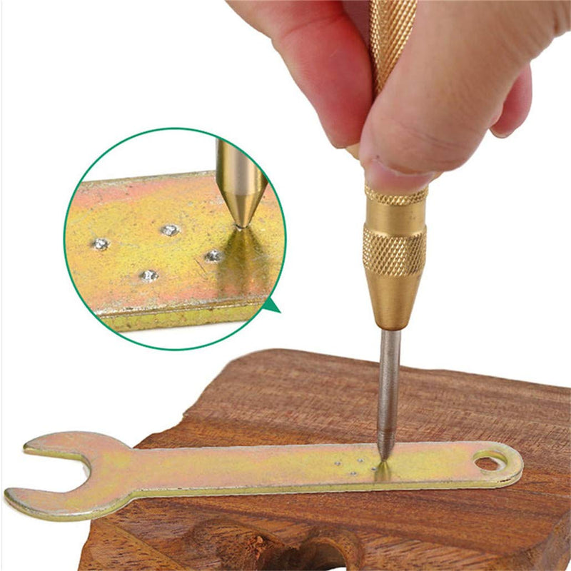 2 Pack Automatic Center Punch, Pamiso 5.1 Inch Spring Loaded Drill Punch Tool,Brass Window Spring Punch Tool, Fixed Point & Car Window Glasses Break 2 Pack - Ordinary