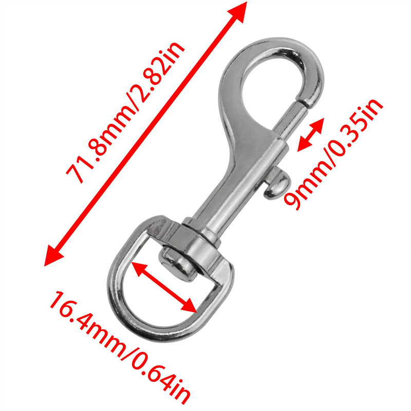 2PCS Silver Stainless Steel Swivel Eye Bolt Flagpole Snap Hook Flag Snap Clips for Rope/Outdoor Hiking Buckle/Dog Leash/Leather Craft/Sling Rope Spring End Accessories