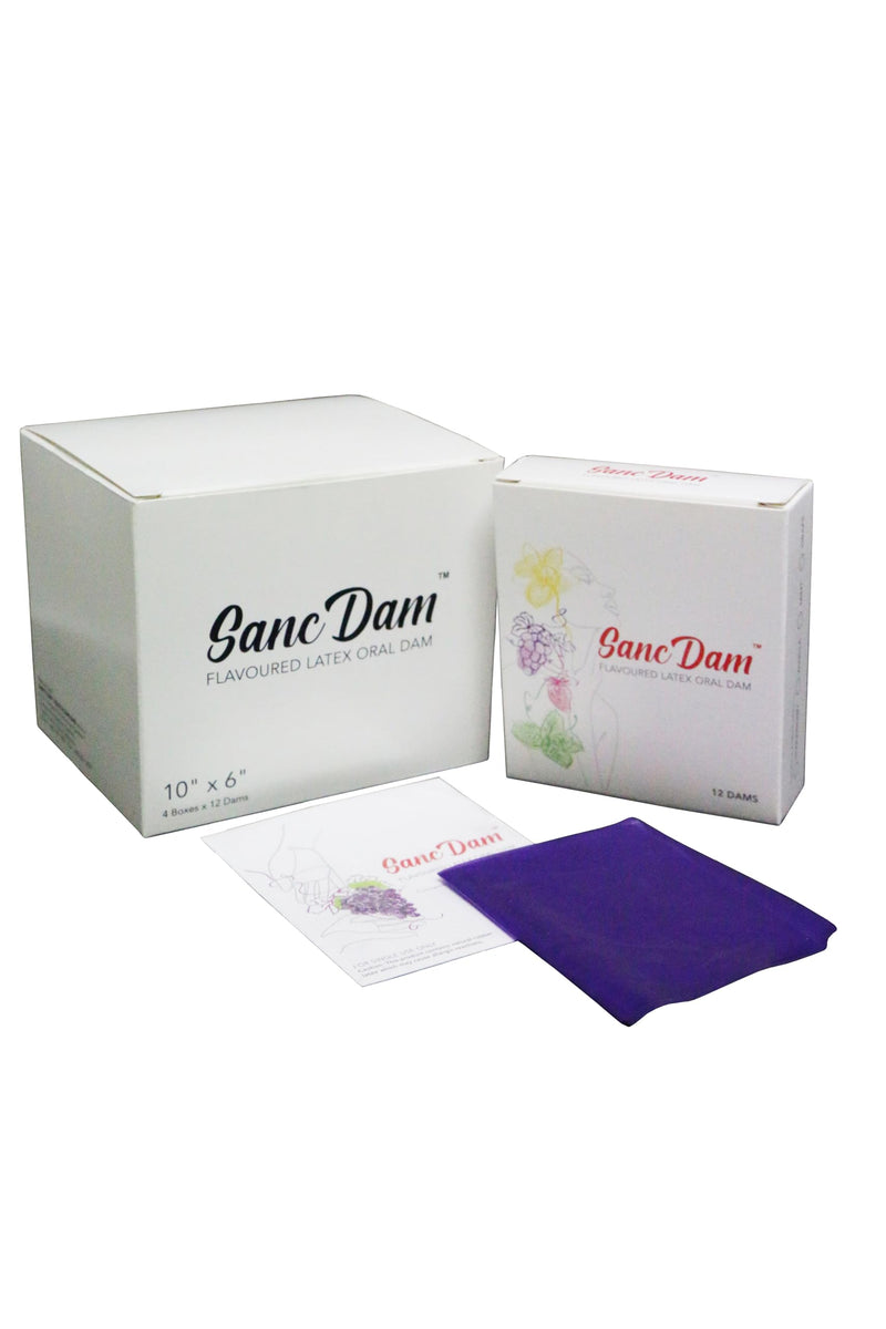 Grape 6 Packs SancDam Ultra-Thin 0.07mm Oral Sex Dam Membrane, Men and Women Giving Each Other Oral Sex, Cunnilingus Prop SM Fellatio, Oral Dam Covering for Lesbian Or Couples Sex (Dental Dams)