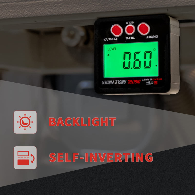 S&F STEAD & FAST Digital Angle Finder Gauge Magnetic Protractor Inclinometer Angle Cube Level Box with Magnetic Base and Backlight on Demand for Woodworking,Table Saw,Construction Black