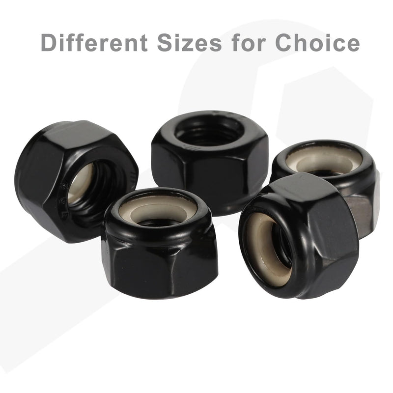 M4-0.7 Nylon Insert Hex Lock Nuts Locknuts, Stainless Steel 18-8 (304) Black Finish, 100PCS 100 M4-0.7