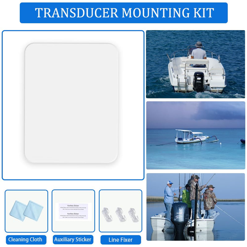 Transducer Mounting Board，Screwless Resistant Transducer Mounting Plate kit , No Screwing into Boat Hull, Freely Installed on the Boat, 4.5"*3.5" Standard Size (White)