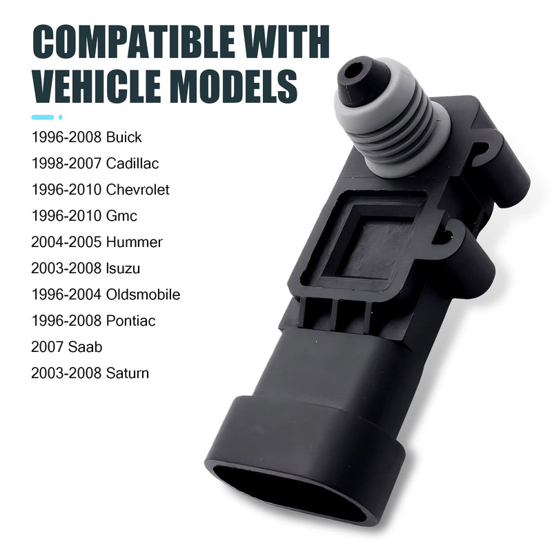 Fuel Tank Pressure Sensor, High Temperature Resistance Vapor Vent Port Tank Pressure Sensor, Replacement Number 16238399 9377680 09377680 16196060 Accessories, Suitable for Most Cars (Black)