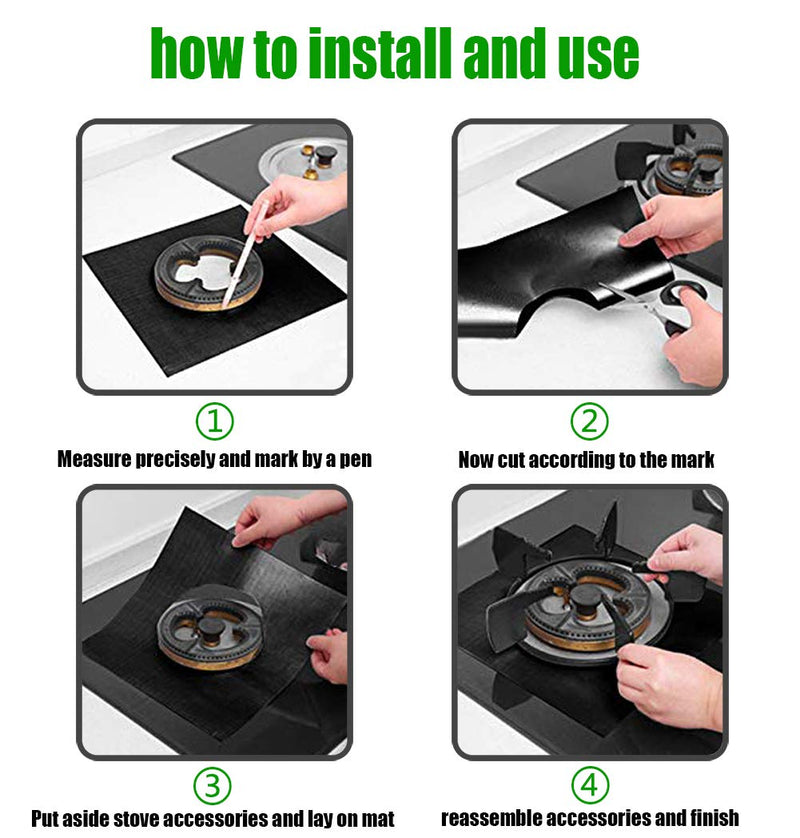 Stove Burner Covers,0.3 MM Double Thickness,8 Pack,Gas Stove Burner Liners,Non-stick Reusable Gas Range Stove Top Covers for Kitchen,Cuttable,Easy to Clean,Black,Size 10.6” x 10.6” Black（8pcs） - NewNest Australia