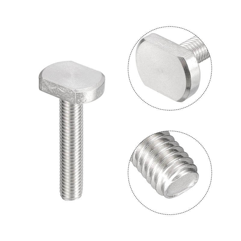 uxcell T-Slot Bolts, 5pcs M10x50mm T Slot Drop-in Stud Sliding Bolts 304 Stainless Steel T Shape Screws for T Track 50mm 5