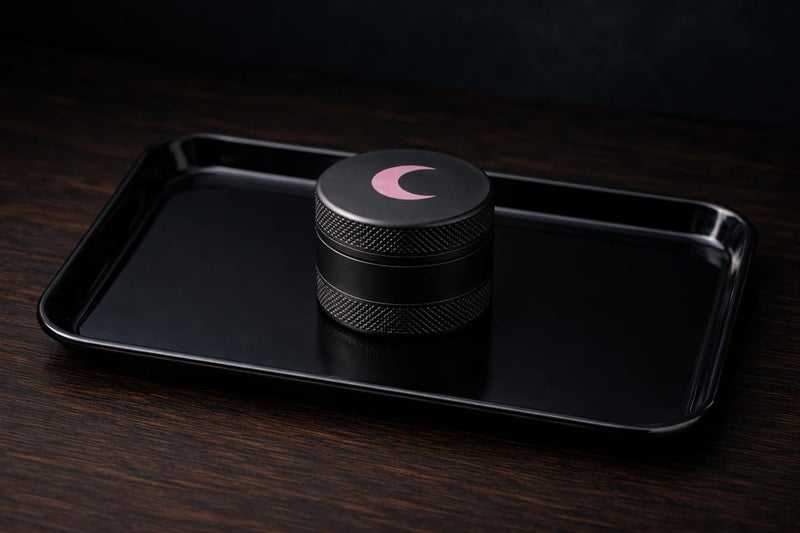 Brando Moon Small Manual Spice Kitchen Crusher – 1.5” Tea, Spice and Seeds Grinder with Cleaning Scraper, for Camping and Outdoor Black