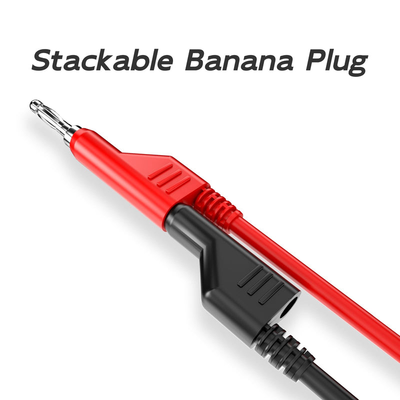 Goupchn 5PCS Stackable Banana to Banana Plug Test Leads Soft Electrical Test Cable Wire 6.56ft/2m for Multimeter 1000V 15A Five Colors - Stackable Banana