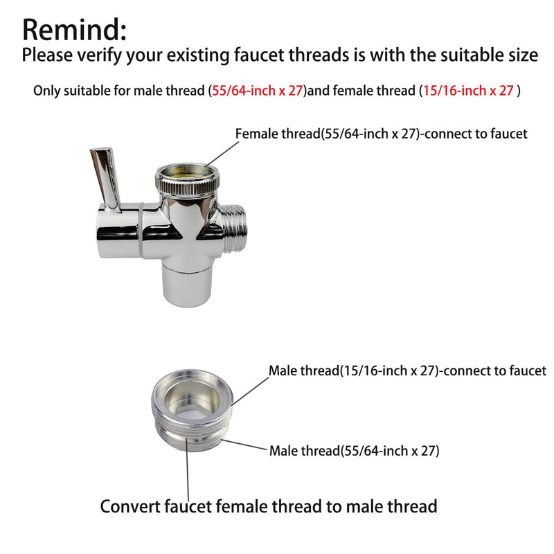 Sink to Garden Hose Diverter All Brass Adapter Valve with Aerator, for Bathroom/Kitchen Sink Faucet Connection Portable Washing Machine/Dishwasher (G1/2 * 3/4", Chrome) G1/2*3/4"