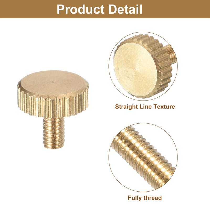uxcell M3x6mm Knurled Thumb Screws, 4pcs Flat Knurled Head Fully Threaded Brass Thumb Screws Bolts Grip Knobs Fasteners 4