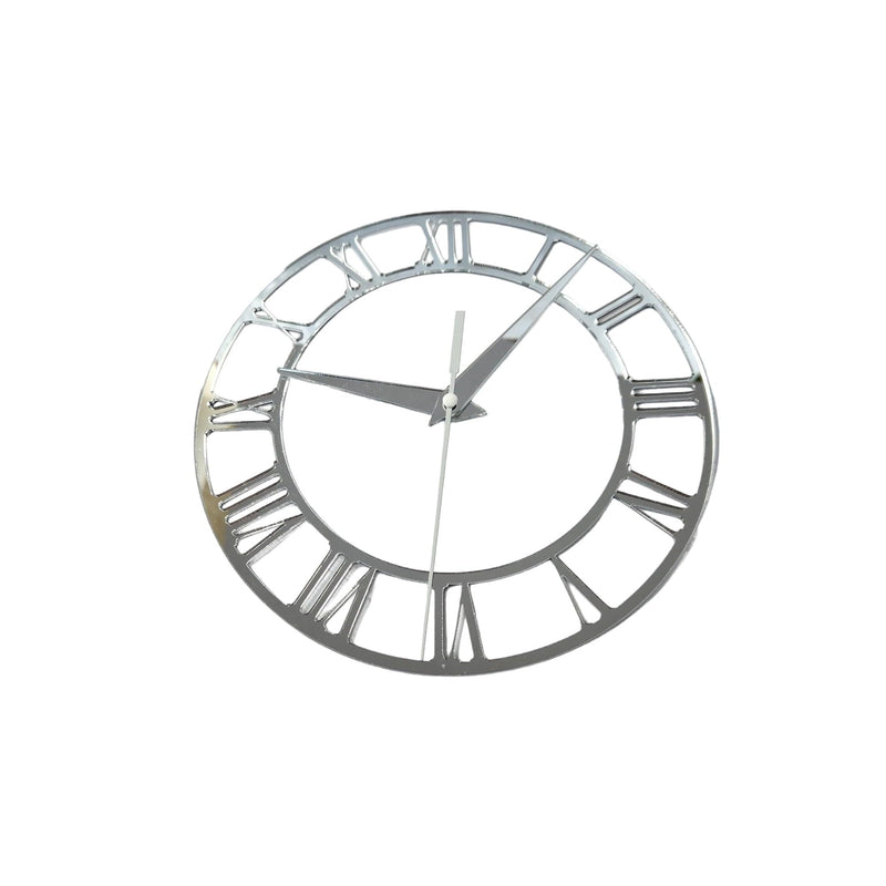 Clock Face with Clock Hands for Resin, Crafts, DIY, Round Mirror Clock Dials with Roman Numerals, Resin Accessories (7.87 Inch Classic Silver)
