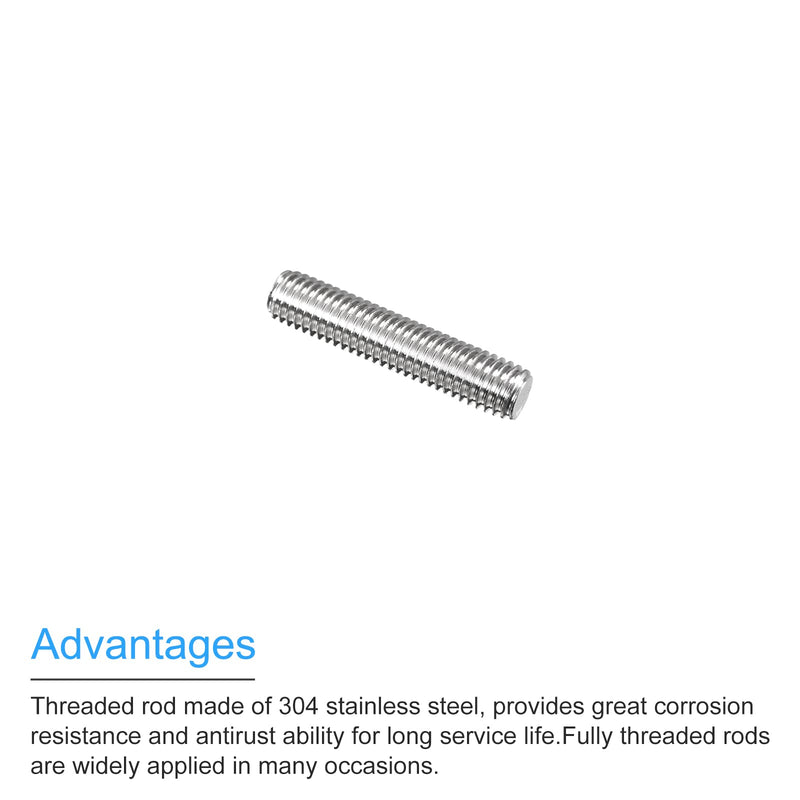 MECCANIXITY Fully Threaded Rod M8 x 35mm 1.25mm Thread Pitch 304 Stainless Steel Right Hand Threaded Rods Bar Studs 5 Pack