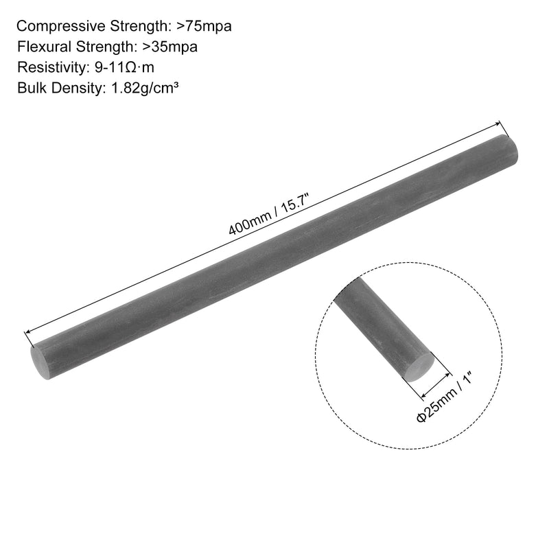 PATIKIL Graphite Rod Graphite Stirring Rod Cylinder Stick Carbon Rod 400x25mm Black for Electrode, Melting Casting, Crucibles