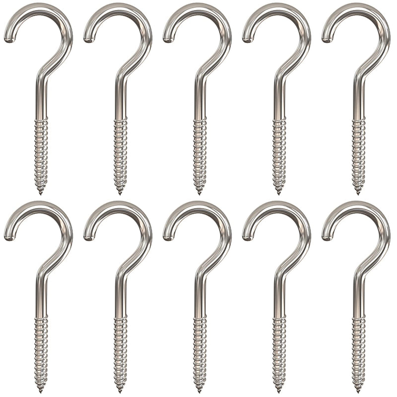 4 Inch Heavy Duty Large Screw Hook Ceiling Hook Cup Hook Silver 10 Pcs 4 Inch