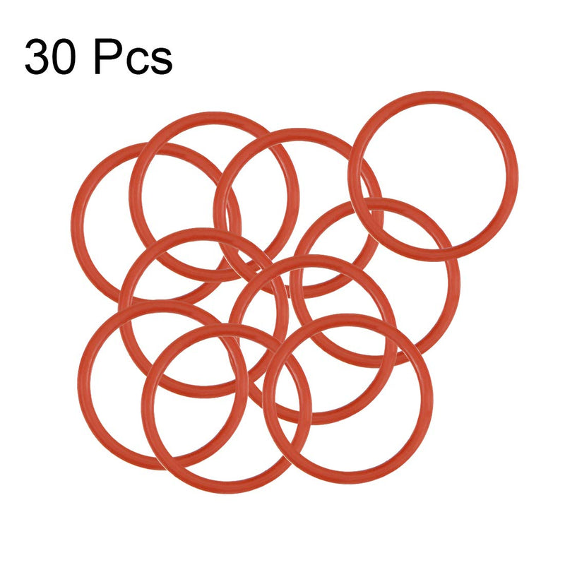 uxcell Silicone O-Ring, 12mm OD, 10mm ID, 1mm Width, VMQ Seal Rings Gasket, Red, Pack of 30 12mmx10mmx1mm
