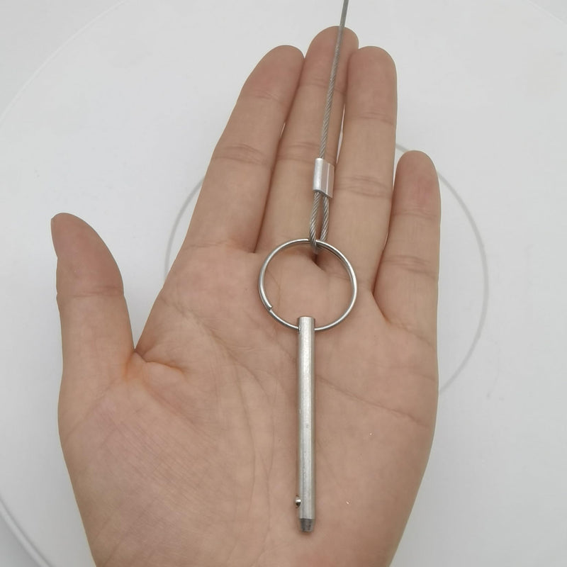 4Pack of Bimini Top Ball Pin with Lanyard Dia 3/16in(4.8MM) , Usable Length 1.5in(38mm), Total Length 2in(51mm) Full Stainless Steel 316, Quick Release Pin Marine Hardware