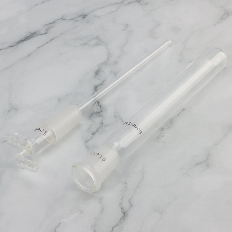 BorinGlass Glass Vacuum Cold Trap Bubbler, 200 mm Length Beneath The 24/40 Joint, with 10 mm Serrated Hose