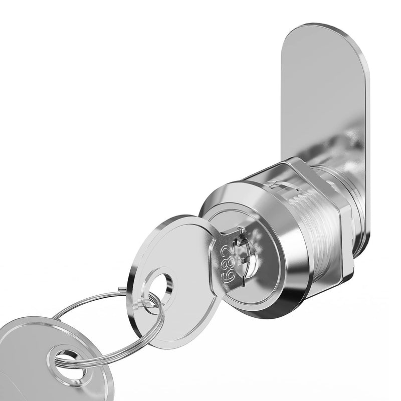 TYI Cabinet Cam Lock Set, 5 Pack Keyed Alike Cylinder Cam Locks Secure Mailbox File Drawer Dresser RV Compartment Lock Tool Box Replacement Hardware, Chrome-Finish Zinc Alloy (5/8 Inch) 5/8 Inch Keyed Alika