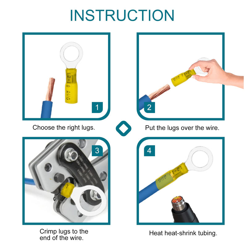 180 PCS Heat Shrink Wire Connectors, Ring Terminals Kits, Automotive Marine Ring Terminal Connectors for 10 12 14 16 18 22 AWG by Housun 22-10AWG 180PCS(12Items*15) - NewNest Australia